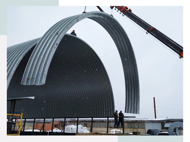 Полукруглые ангары в Ломоносове